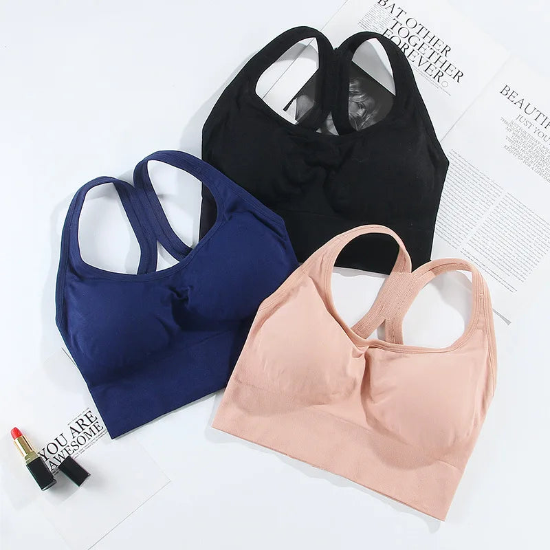 Elevate Your Workout with the Shockproof Quick-Dry Women's Padded Yoga Bra - Stylish Seamless Push-Up Fitness Top for Gym and Running