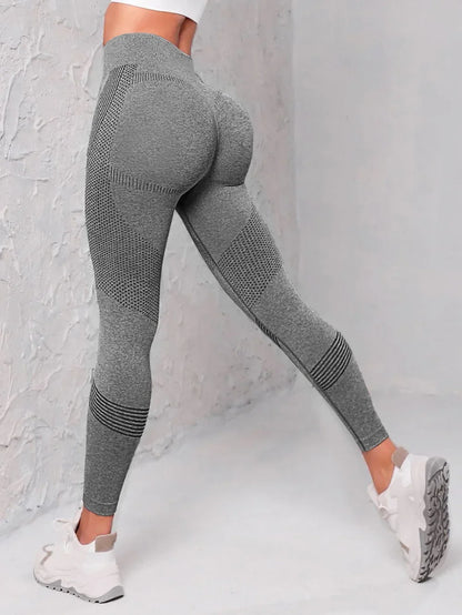 High Waist Seamless Leggings for Women - Knitted Solid Tights with Butt Lift for Fitness, Yoga, and Gym Activities