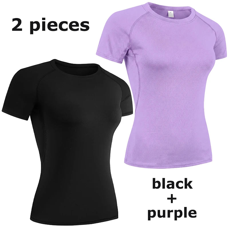 Elevate Your Workout with Our Women's Short Sleeve Compression Athletic Shirt - Perfect for Yoga and Running, Quick Dry Stretchy Baselayer for Summer Gym Sessions
