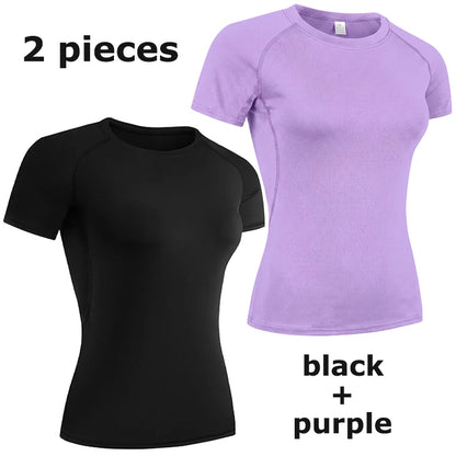 Elevate Your Workout with Our Women's Short Sleeve Compression Athletic Shirt - Perfect for Yoga and Running, Quick Dry Stretchy Baselayer for Summer Gym Sessions