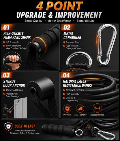 Workout Bar Resistance Bands Set – Portable Home Gym Fitness Equipment