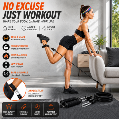 Workout Bar Resistance Bands Set – Portable Home Gym Fitness Equipment