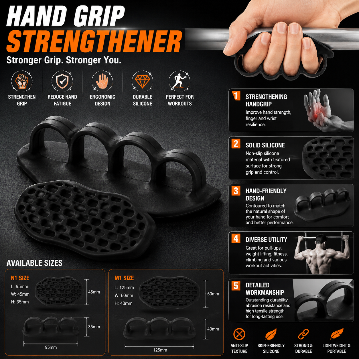 Silicone Gym Grip Gloves – Non-Slip Palm Protection for Weightlifting & Workout