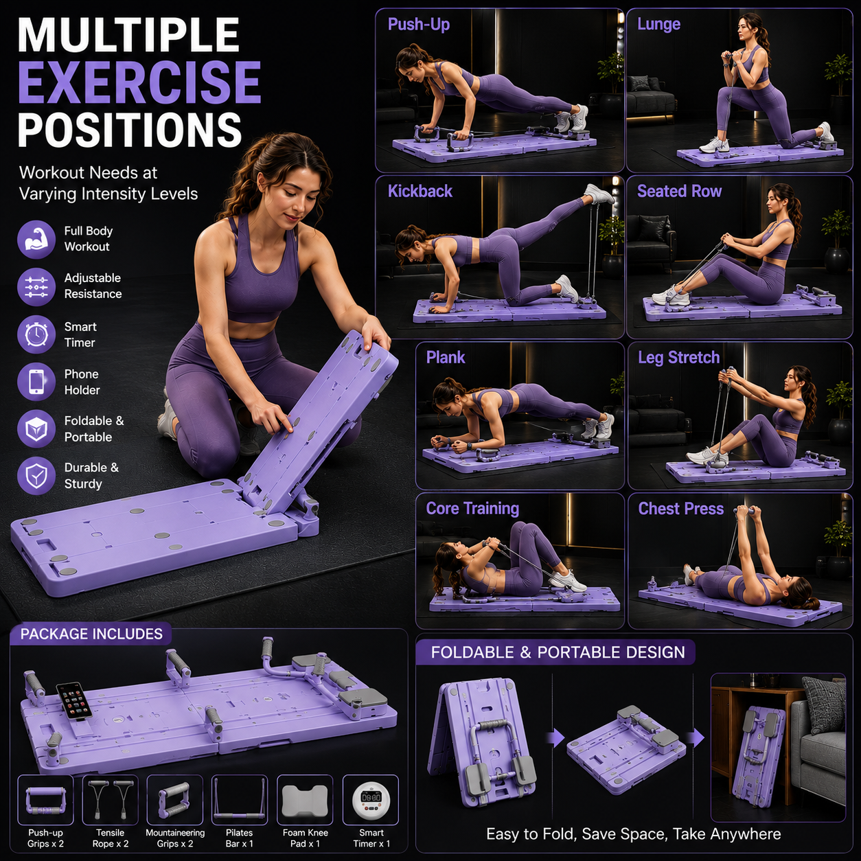 Multifunctional Pilates Board – Full Body Home Workout Fitness Equipment