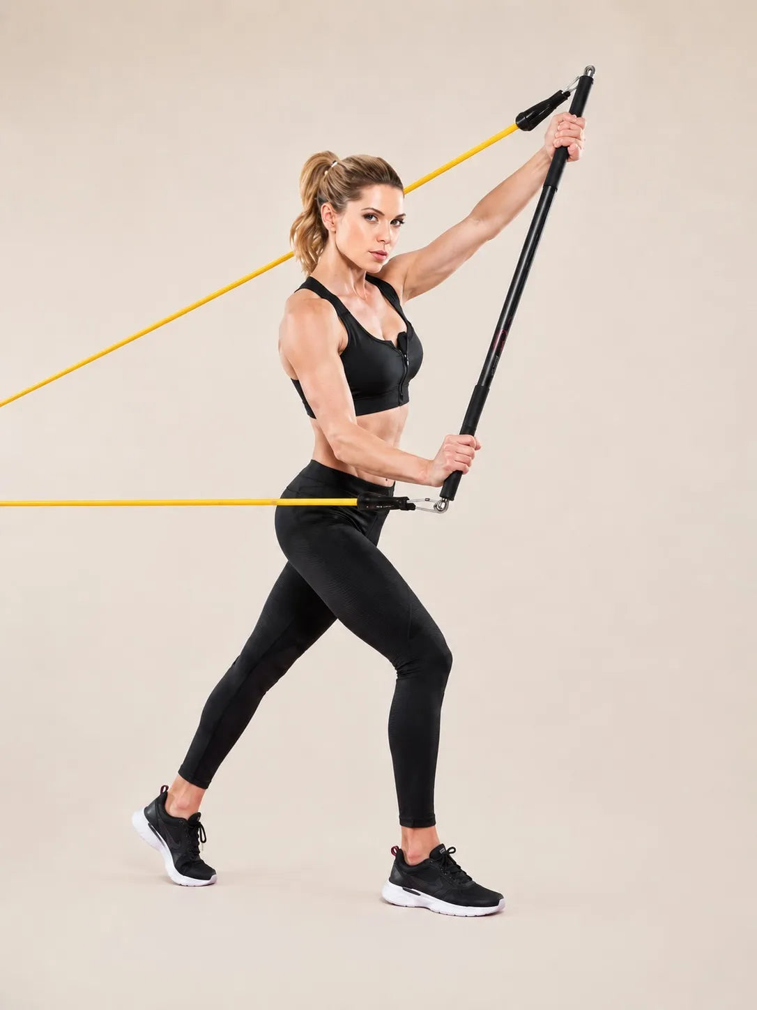 Workout Bar Resistance Bands Set – Portable Home Gym Fitness Equipment