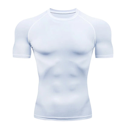 Elevate Your Workout with Our Men's Short Sleeve Compression Running T-Shirt - Ultimate Athletic Gym Essential