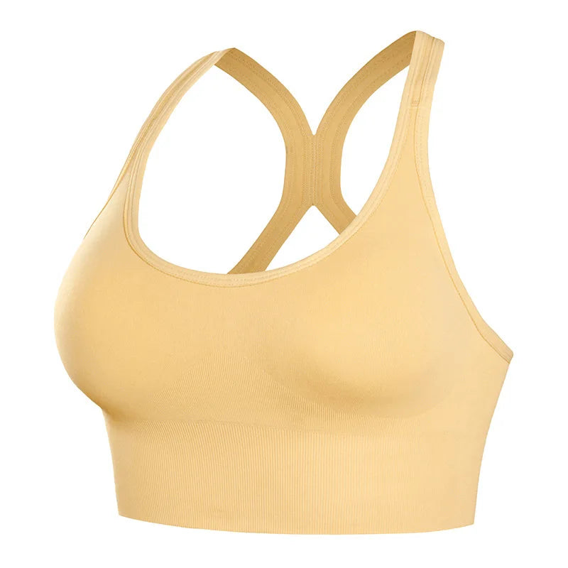 Elevate Your Workout with the Shockproof Quick-Dry Women's Padded Yoga Bra - Stylish Seamless Push-Up Fitness Top for Gym and Running