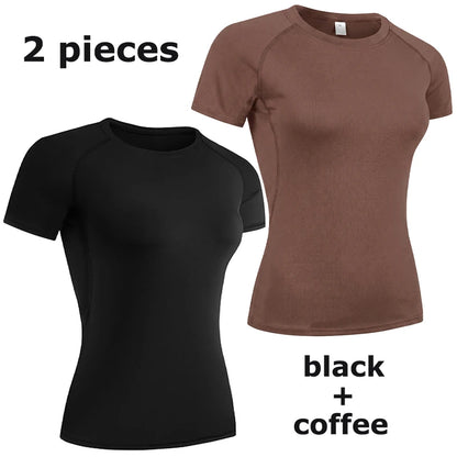 Elevate Your Workout with Our Women's Short Sleeve Compression Athletic Shirt - Perfect for Yoga and Running, Quick Dry Stretchy Baselayer for Summer Gym Sessions