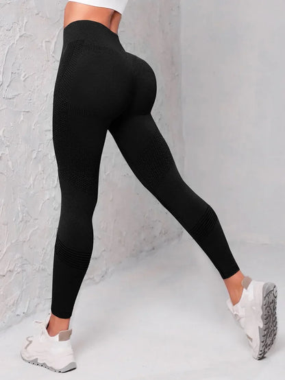 High Waist Seamless Leggings for Women - Knitted Solid Tights with Butt Lift for Fitness, Yoga, and Gym Activities